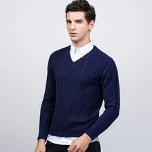 Высококачественный зимний мужской свитер, трикотажный пуловер, тонкий v-образный вырез, брендовая мужская одежда, свитера в полоску, тонкий мужской свитер, плюс размер