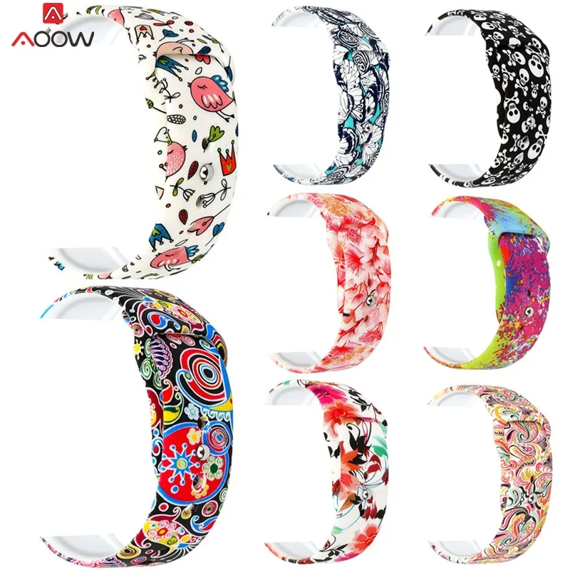 

AOOW Printing Style Silicone Watchband For iwatch band 38mm 42mm Fashion Replacement Bracelet Strap Band for Apple Watch 1 2 3 4