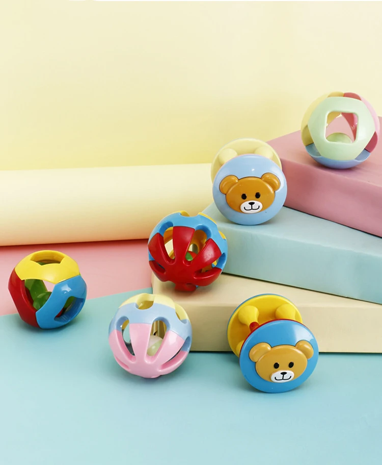 Костюм из 3 предметов, детские игрушки, 0-12 месяцев, детский погремушка, пазл ранний, обучающий мяч для рук, Детские гибкие упражнения, милая зверушка мишка