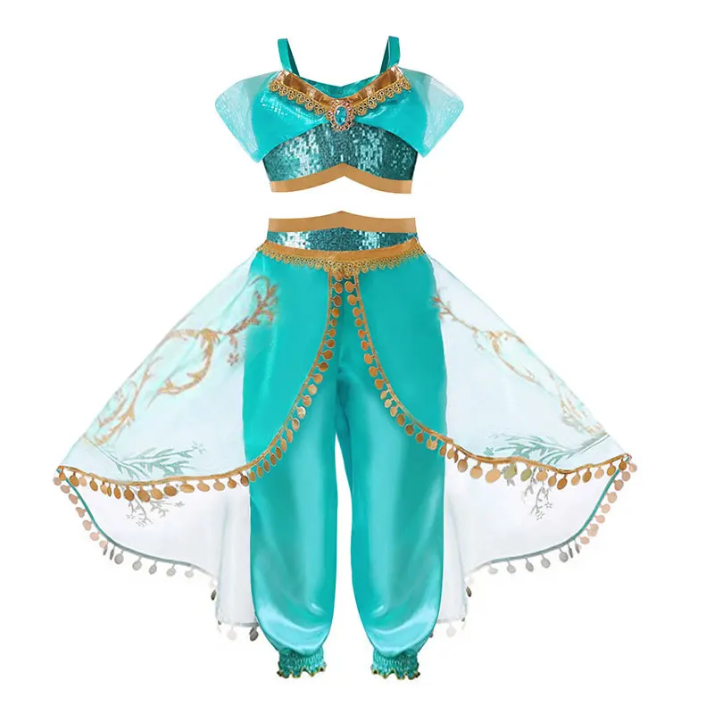 

Kid Princess tassels Top Pants Clothing Set for Girls Aladdin and The Magic Lamp's Cosplay Costume Halloween Party Dress Cosplay