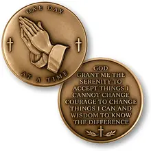 Serenity Prayer / One Day At A Time - Challenge Coin, 50pcs/lot DHL free shipping prayer steps to serenity daily quiet time edition