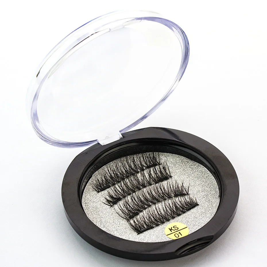 

New 4 Pcs 3D Magnetic False Eyelashes Double Magnet Thick Hand Made Fake Eye Lashes Extension High Quality Reusable Eyelashes