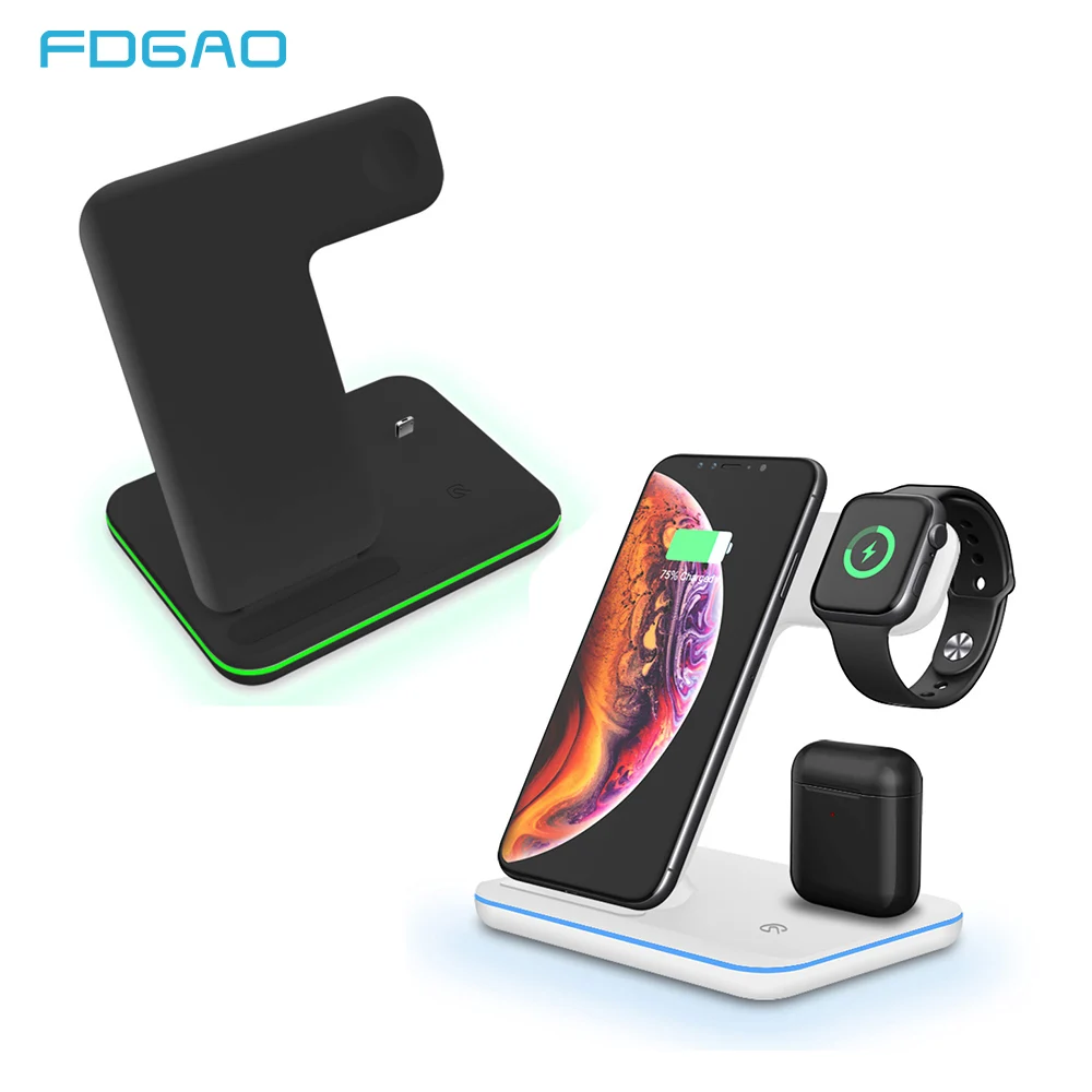 

Qi 15W Fast Wireless Charger 3 in 1 Charging Stand Station For Apple Watch Series 4 3 iphone 11 Pro X XS MAX XR 8 Plus Airpods