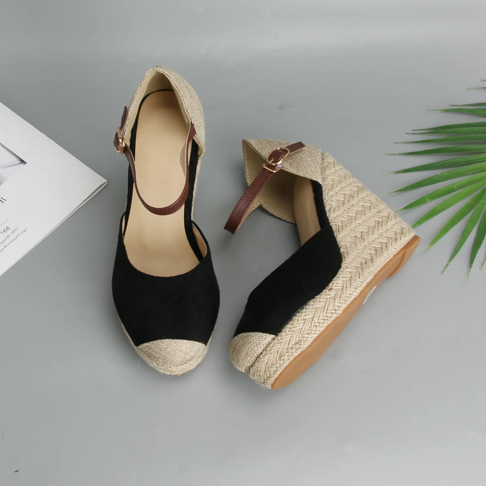 Meotina/Espadrille/женские сандалии на платформе туфли танкетке высоком каблуке с
