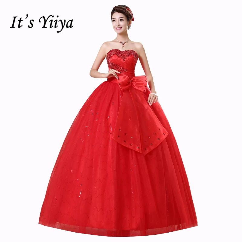 Free Shipping Vestidos De Novia Real Photo Flowers Strapless Red White Rose Wedding Dresses Floor Length Bride Frocks HS170