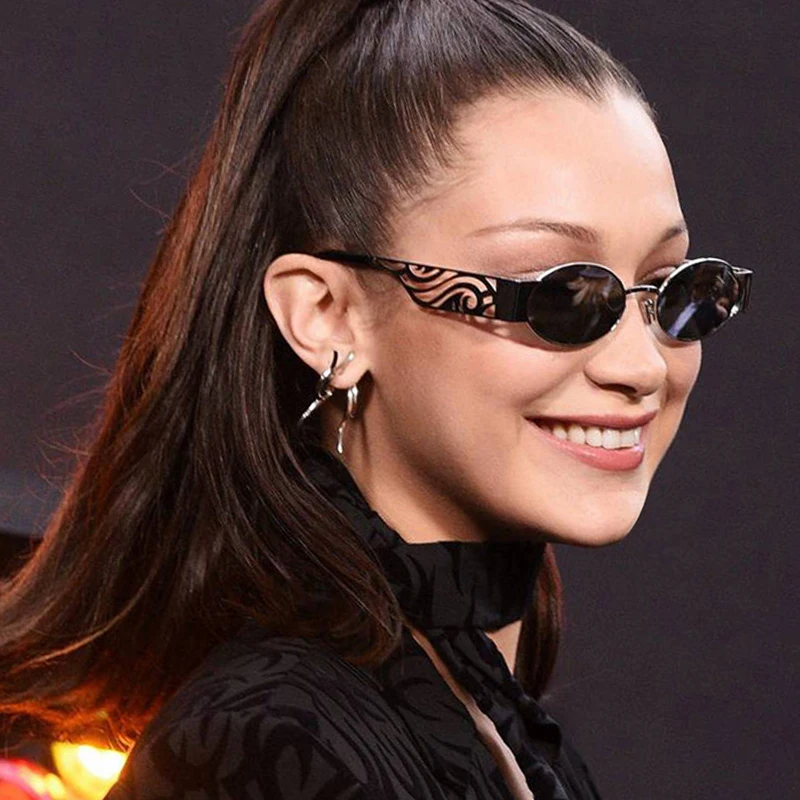 

2019 Modern Oval Punk Small Sunglasses Woman Classic Black Metal Round Face Sun Glasses gafas de sol mujer lunette UV400