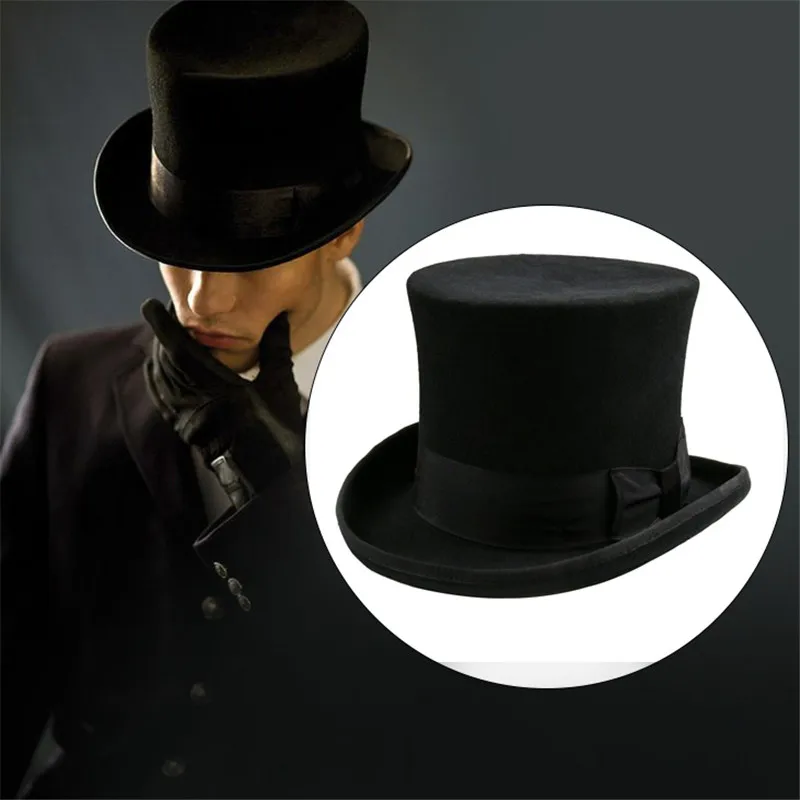 Relaxdays Set da 10 Cappelli a Cilindro, Costume Mago da Donna o Uomo, Testa 58 cm, Party Hat Carnevale, Halloween, Nero