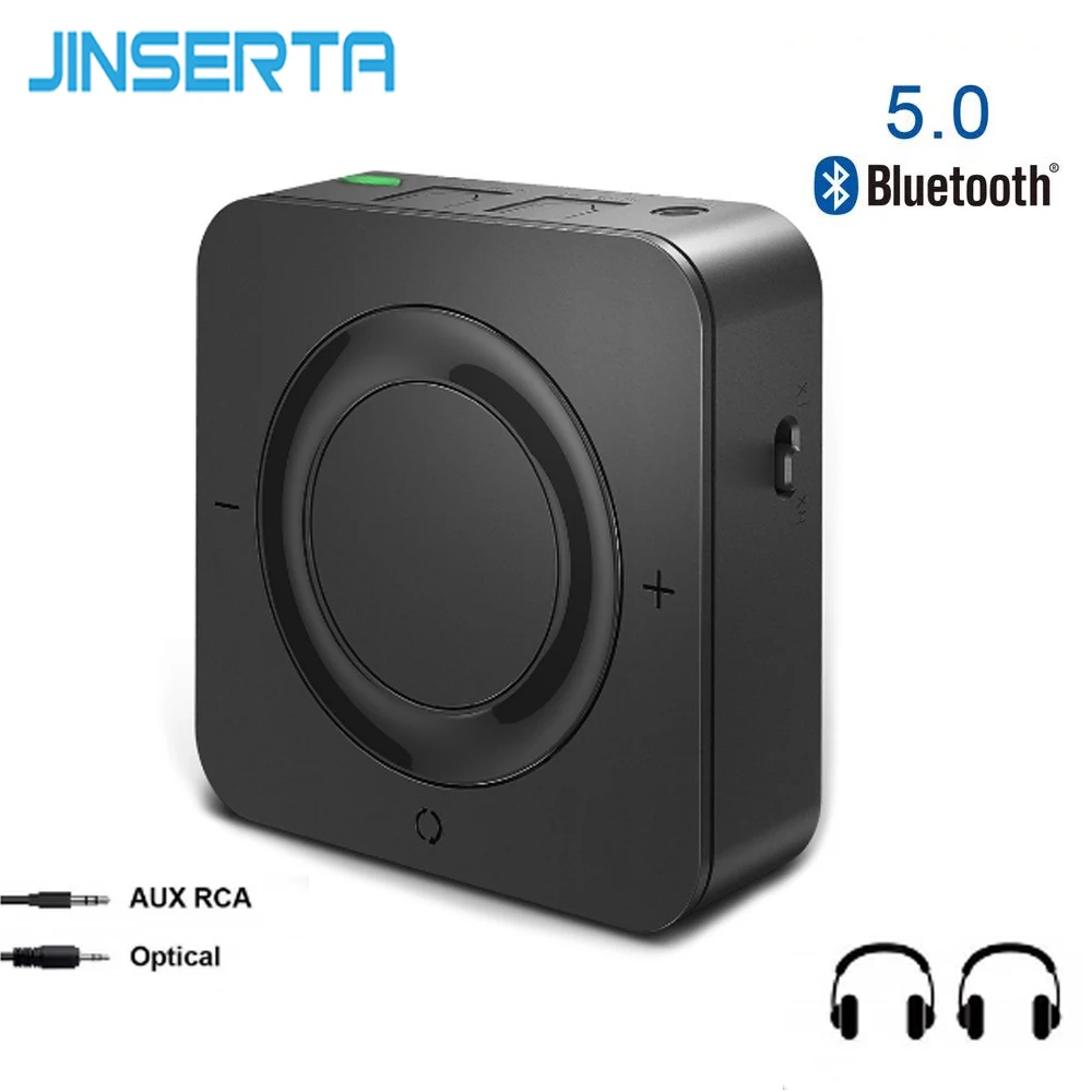 

JINSERTA Bluetooth 5.0 Audio Transmitter Receiver CSR8670 2 in 1 Aptx Low Latency Wireless 3.5mm Aux Adapter for TV Headphones