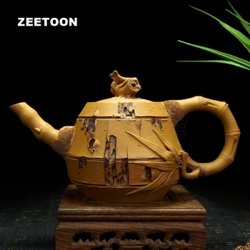 

220cc Authentic Yixing Teapot Master Handmade Imitation Bamboo Pot Chinese Health Purple Clay Vintage Tea Set Tea Pot Tea Maker