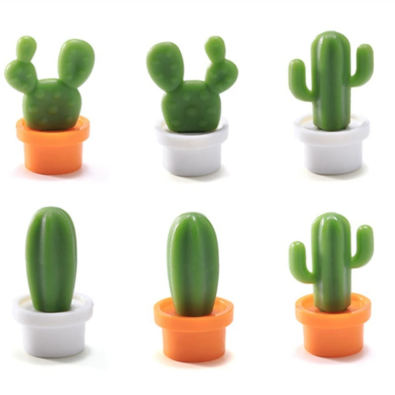 

6Pcs 3D Cactus Fridge Sticker Succulent Plant Fridge Magnet Magnetic Potted Plant Home Decoration Living Room Message Stickers