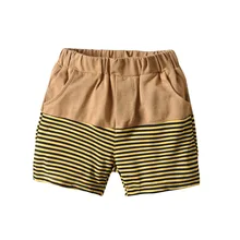 Детские летние полосатые короткие штаны, Детские хлопковые повседневные штаны для маленьких мальчиков, свободные шорты для детей 2-8 лет
