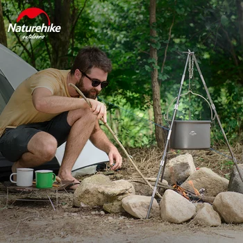 

Naturehike 4-6 person Outdoor Cookware Hanging pot Tripod bracket 4L Cooking Pot Utensils for Camping Picnic set Pot NH17D021-G