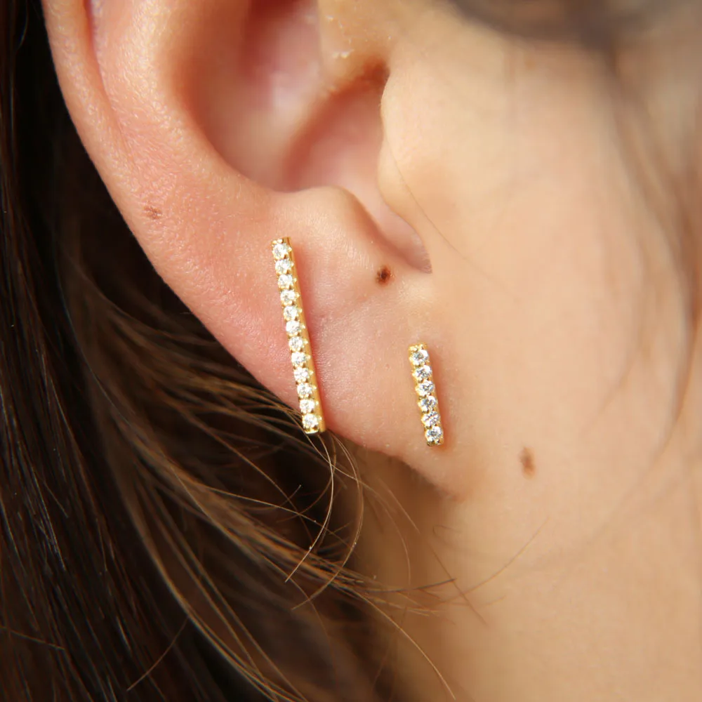 2017 Sale New Fashion Trendy Women Earrings Real 925 Silver Long Short Bar Studs Micro Pave Cz Bling Sparking Delicate Earring (6)
