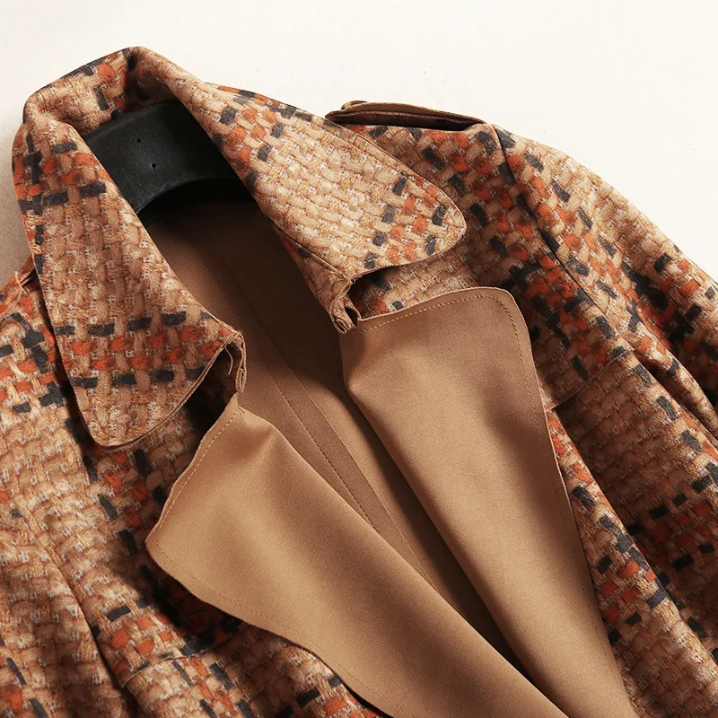 Adultes Longue Plaid De Mode Tranchée Pour Couture Nouvelles Daim Kaki Hiver Vêtements Femmes 2018 Manteau 8qYBSY