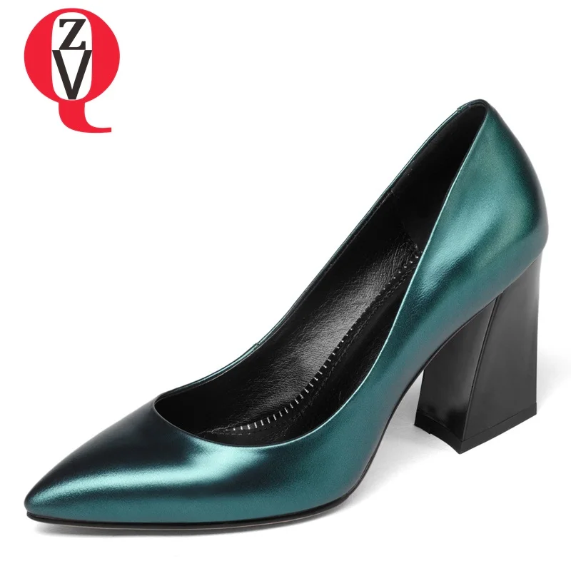 

ZVQ high heels pointed toe footwear vrouw elegant pumps woman dew instep genuine leather engagement mature single shoes