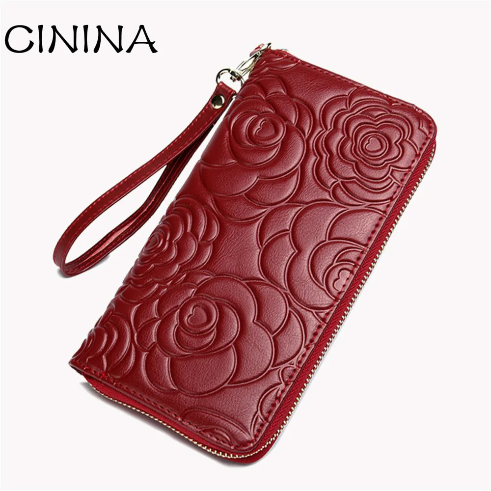 Ladies high quality leather purse European and American fashion brand long seventy percent off ...