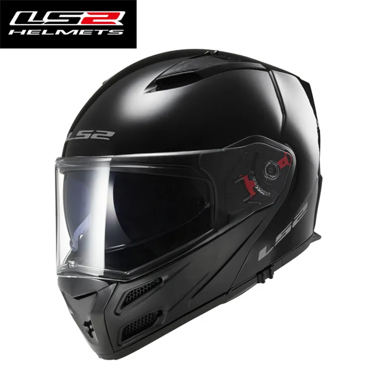 LS2 Metro откидной мотоциклетный шлем модульный шлем Каско Capacete Moto cask туристические шлемы руля круизер мотор FF324 - Цвет: Glossy Black