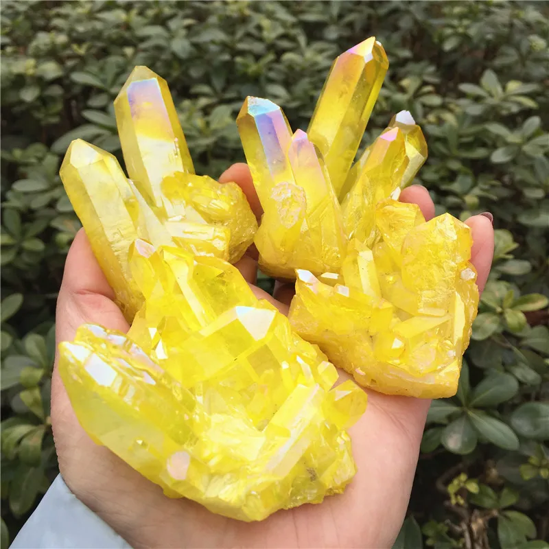 

1PC Aura Crystal Cluster Angel Aura Titanium Quartz Crystal Stunning Rainbow Specimen Minerals Reiki Healing Chakra