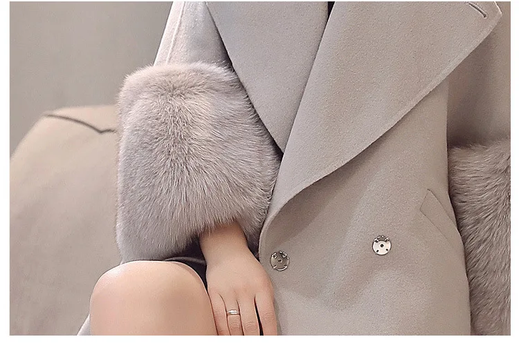Зимнее пальто Для женщин широкий отворот карман Полушерстяное пальто более длинный плащ пальто Верхняя одежда Шерстяное пальто Для женщин