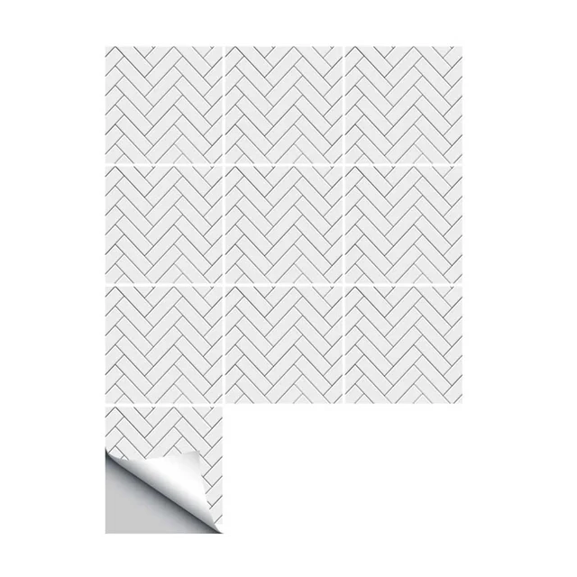 10pcs Set Self Adhesive Waterproof White Herringbone Tiles Kitchen 10pcs Set Self Adhesive Waterproof White Herringbone Tiles Kitchen Bathroom Furniture Tile Sticker Wall Decal