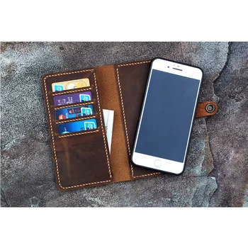 

Removable magnetic distressed leather wallet cover magnet case for iPhone 11 Pro Max