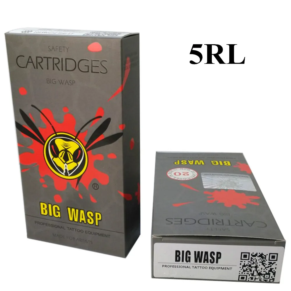 BIGWASP Gray Disposable Needle Cartridge 5 Round Liner 5RL 20Pcs Box