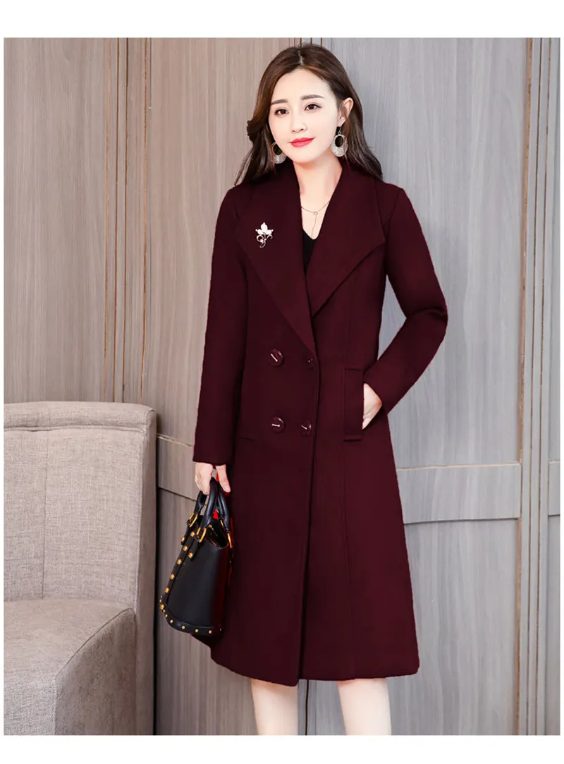 Модные шерстяные куртки больших размеров, женское двухстороннее кашемировое пальто, женское длинное осенне-зимнее шерстяное пальто A1739