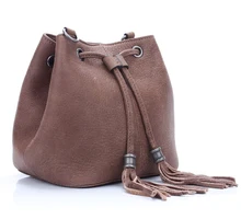 Women leather bucket bag fashion genuine leather drawstring bucket shoulder bag female leather bucket bag women small bag