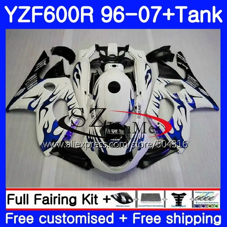 No. 1 Корпус для YAMAHA Thundercat YZF600R 96 97 98 99 00 01 65NO. 1 YZF 600R YZF-600R 1996 1997 1998 1999 2000 2001 обтекателя Синий Пламя - Цвет: No. 1