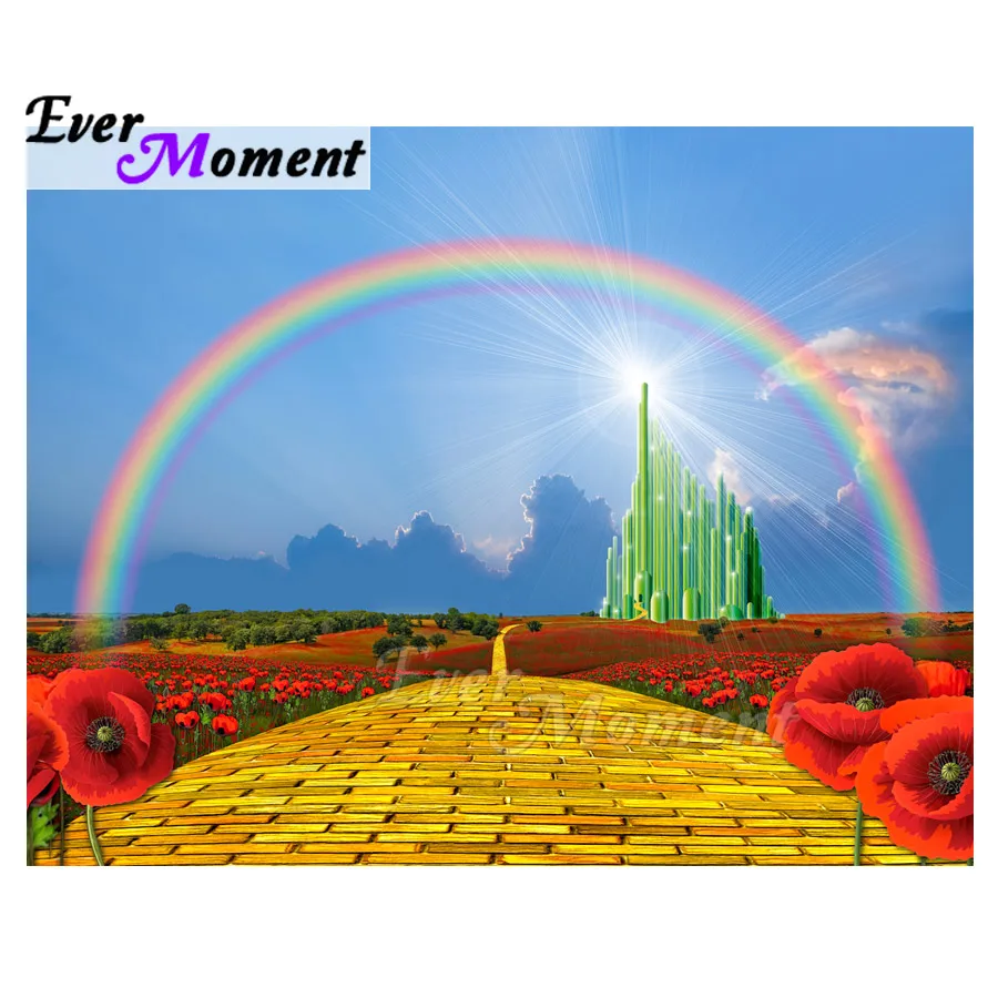 

Ever Moment Diamond Painting Red Flower Brick Rainbow Picture Of Rhinestone 5D DIY Decoration For Home Diamond Embroidery 3F1907