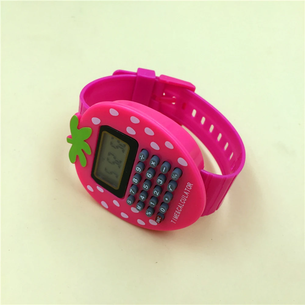  Exam artifact Mini Digital Calculator Kids Children Students Strawberry Wrist Watch Study Gift 