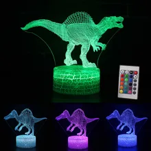 Jurassic спинозавр динозавр игрушки 3D Led динозавр свет 7 цветов светится в темноте динозавр подарки на день рождения Рождество год