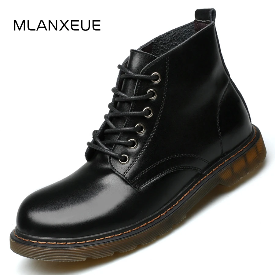 

MLANXEUE Fashion Martin boots Shoes Men 2018 Autumn Winter Rubber Sole Casual High-Cut Men Boot Warm Ankle Boots Work Shoes