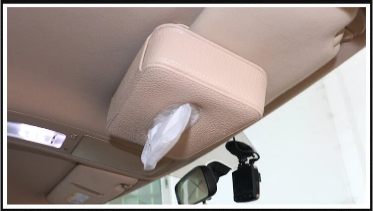 Роскошные Искусственная кожа висит ткани насосных лоток потолочный фонарь коробка ткани типа для Автомобильный держатель для салфеток PZJH007