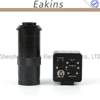 

800TVL 1/3 CCD BNC Color Video Output Digital Industry Video Microscope Camera Auto IRIS + 100X C-Mount Lens For SMD BGA PCB