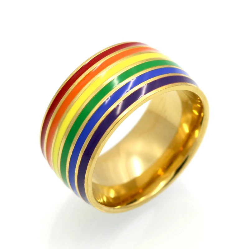 fashion classic men women rainbow colorful ring titanium steel wedding band ring width 10mm size 6 12 gift wholesale jewelry - Man Wedding Ring fashion classic men women rainbow colorful ring titanium steel wedding band ring width 10mm size 6 12 gift wholesale jewelry - Man Wedding Ring