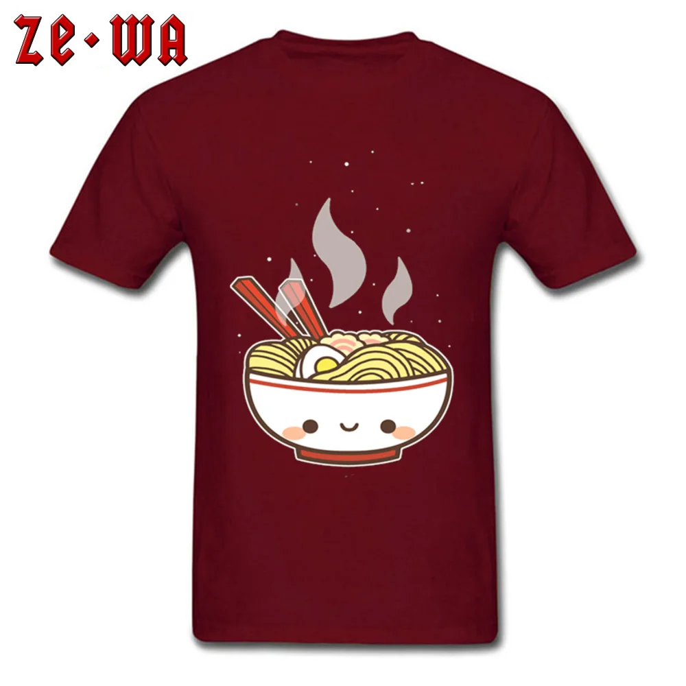 Latest Cute Ramen Japanese Summer T-Shirt O Neck Cotton Men's Tops Shirt Short Sleeve Thanksgiving Day Summer T Shirts Cute Ramen Japanese maroon