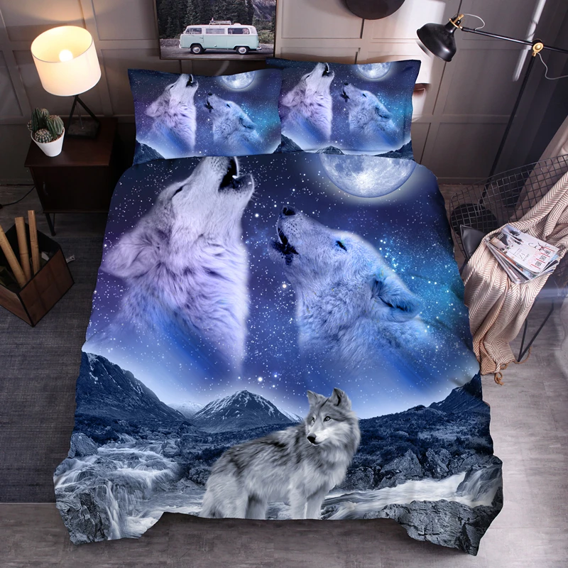 

LOVINSUNSHINE 3D Duvet Cover Set Bedding Set King Wolf Bedding Sets DFS01#