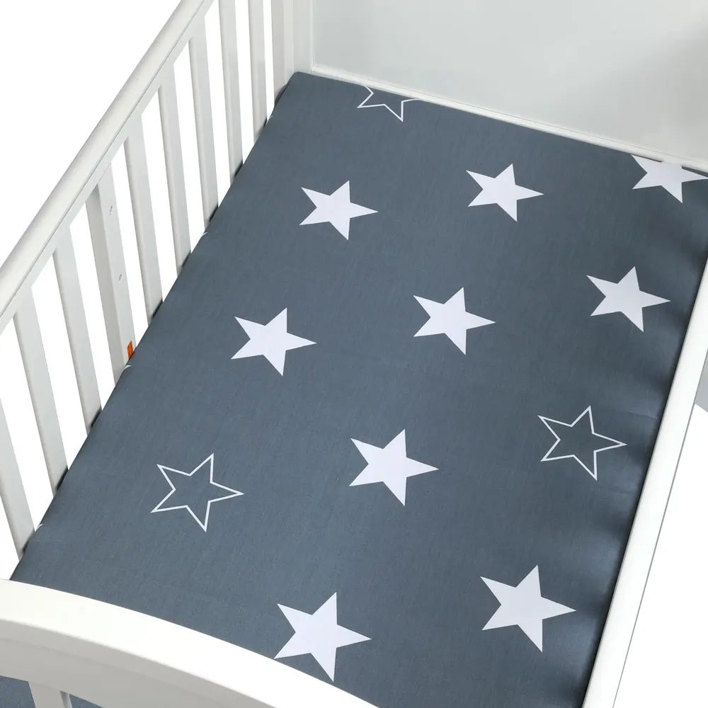 Soft Breathable Newborn Baby Crib Fitted Sheet Baby Bed Mattress Cover Potector Cartoon Newborn Bedding For Cot Size 120*65cm