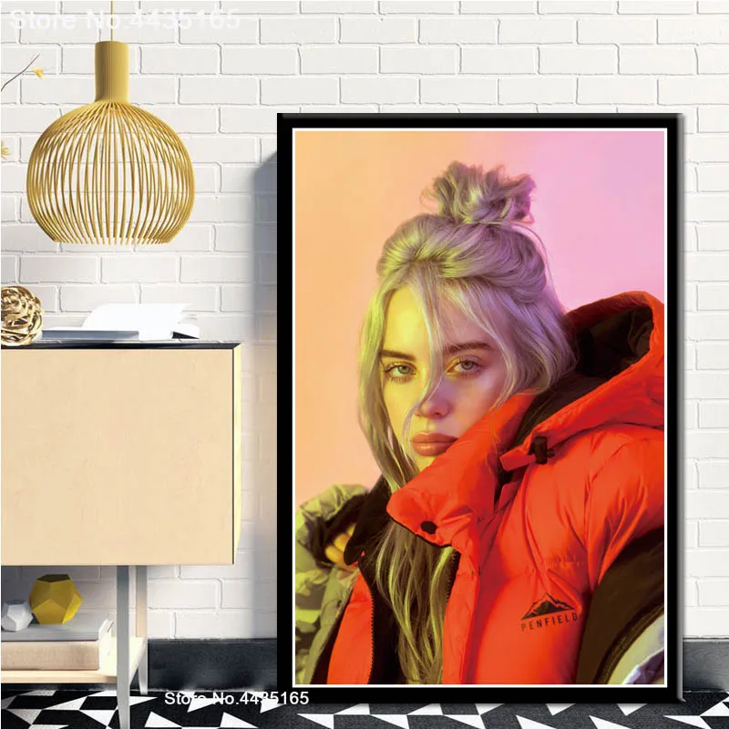 Billie Eilish Poster Singer Star Posters and Prints Wall Art Picture Canvas Painting Decoration for Living Room Home Decor - Цвет: Бургундия