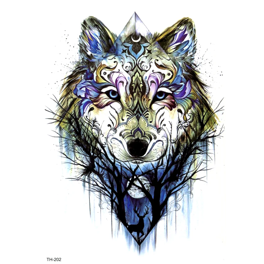 

5pcs Totem Wolf Waterproof Temporary Tattoos Men Animals The Flash Tattoo Tatouage Temporaire Tatoo Temporary Stickers