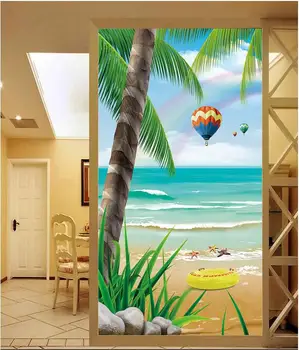 

3d room wallpaper custom photo non-woven mural Coconut palm beach porch decoration painting photo 3d wall murals wallpaper