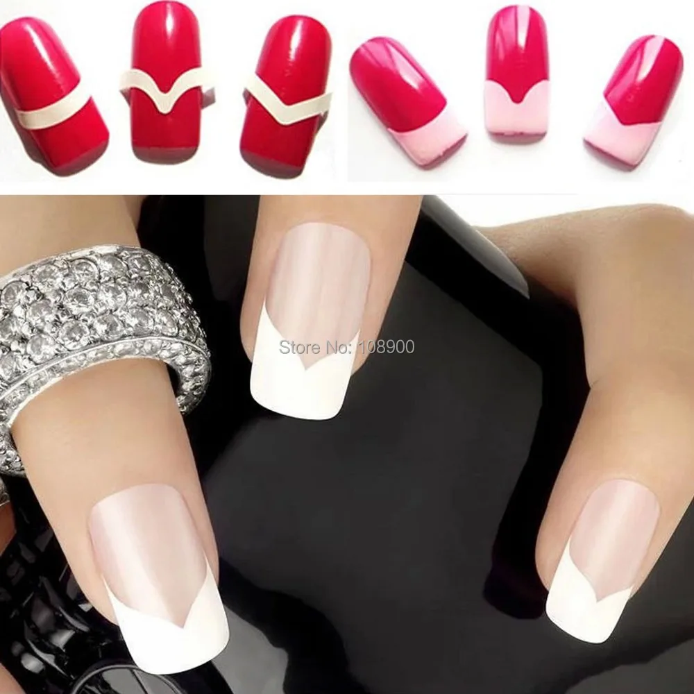 

DIY Nail Art French Tips Guides Top Fashion Form Fringe Nail Sticker