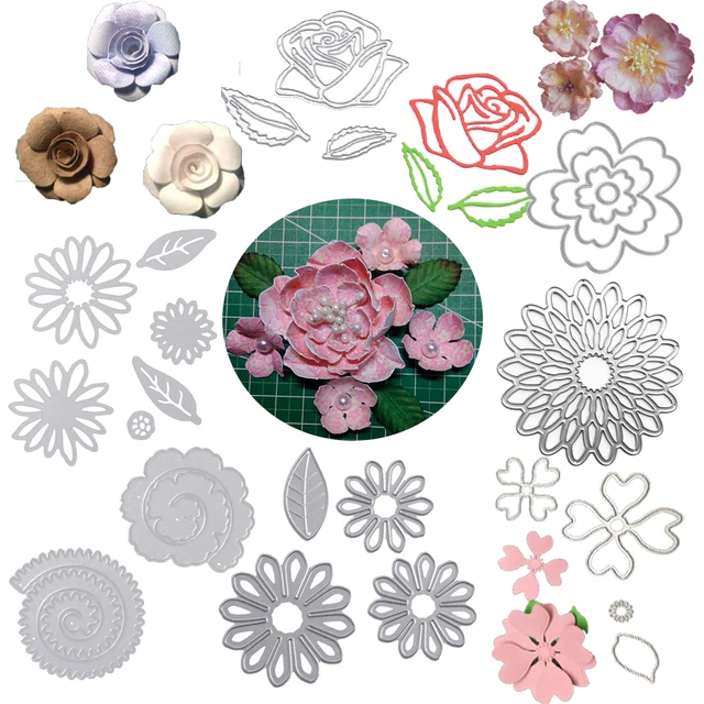 Rose Flower Leaves Metal Cutting Dies For Scrapbooking Die Cut Dies DIY