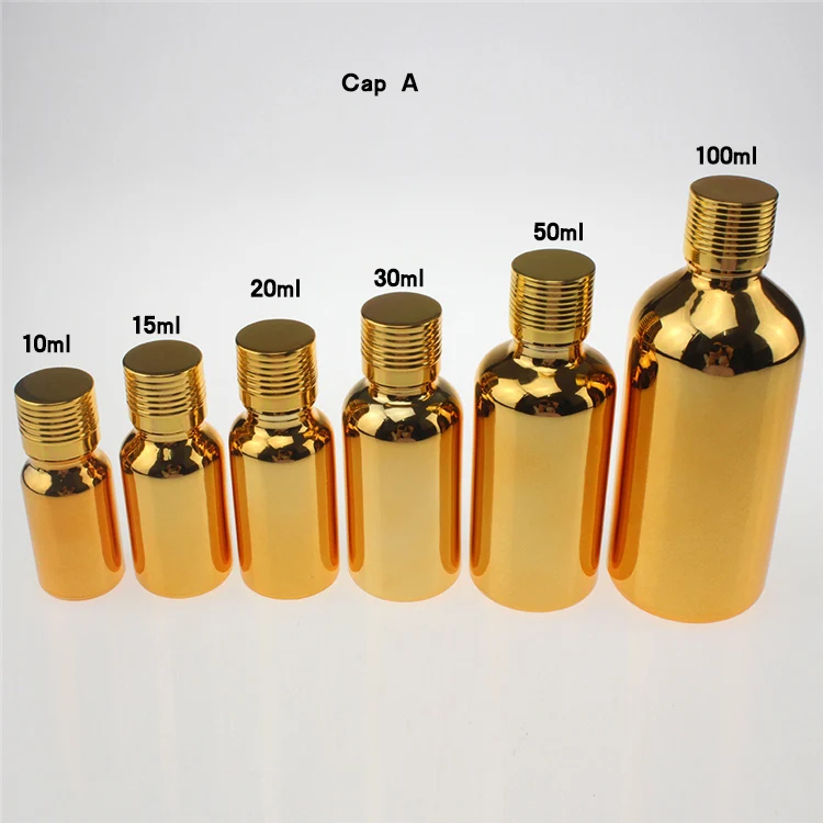 

hot sale 100pcs golden unique 15ml glass essential oil sample bottle , wholesale 0.5 oz glass essential oils gold bottle