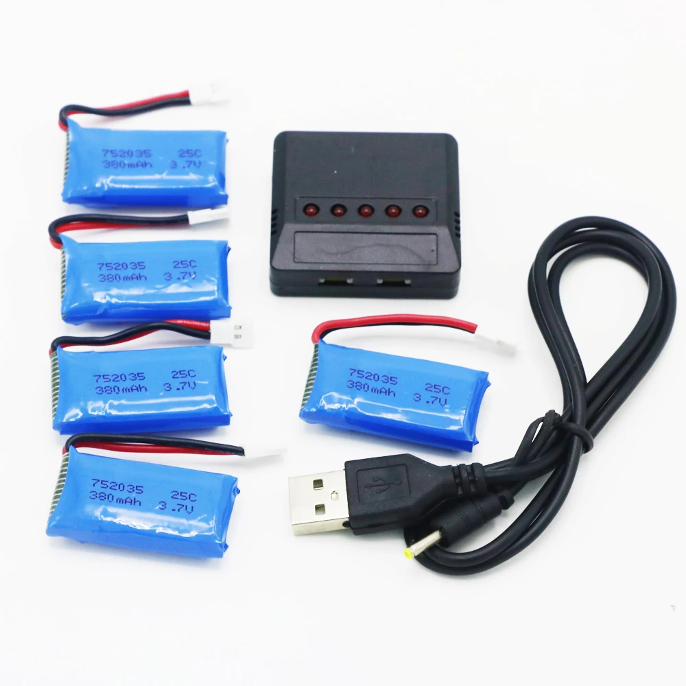 X5 зарядное устройство с 5 шт 3 7 V 240mAh 350mAh 380mAh 500mAh 600mah 650mah Lipo батарея для Hubsan X4 H107 H107L