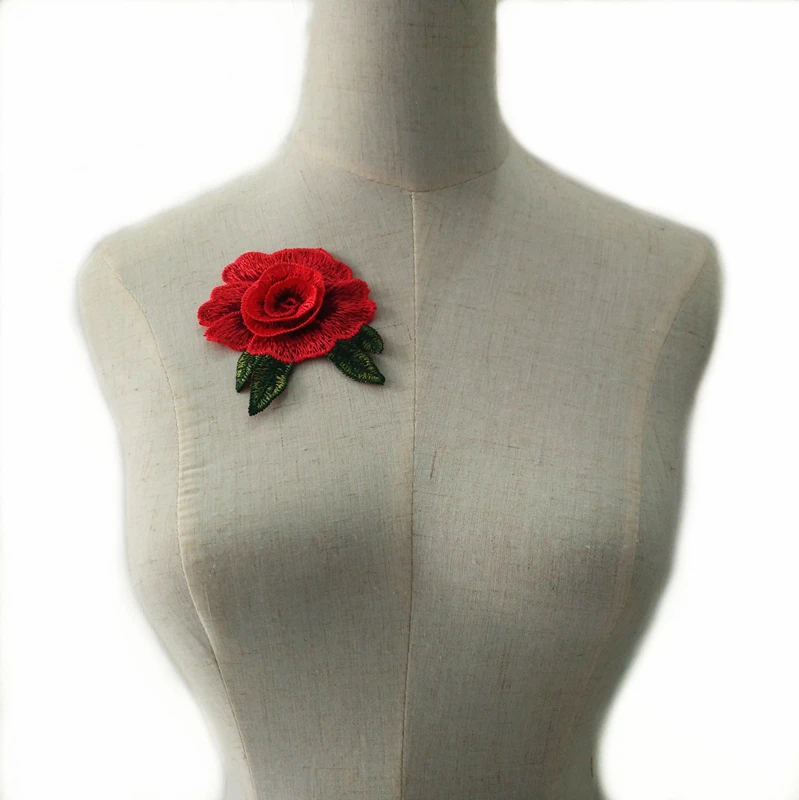 3 шт. Красная Вышивка цветок розы нашивка значок сумка шляпа джинсы платье аппликация для рукоделия аксессуары для одежды CL359