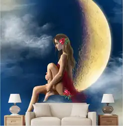 Пользовательские фото 3d обои нетканый настенные сексуальная красавица абстрактные Луна Небо украшения живопись 3d настенные фрески обои