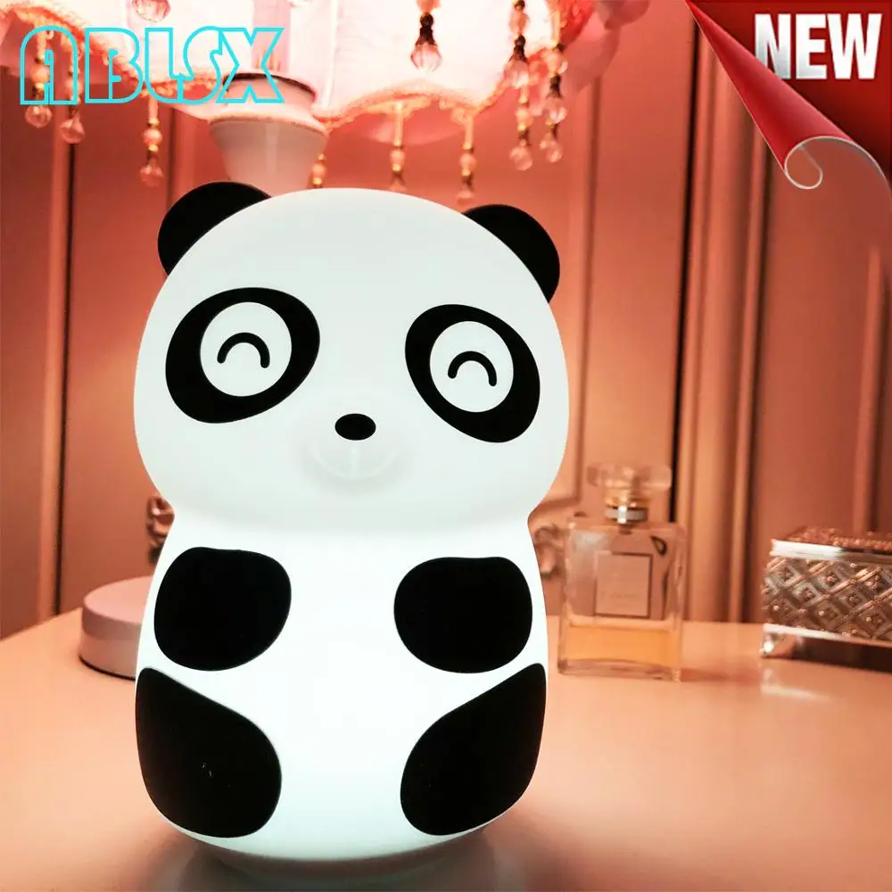 Cute Panda Night Light For Children 7 Color Changed Nightlight Child