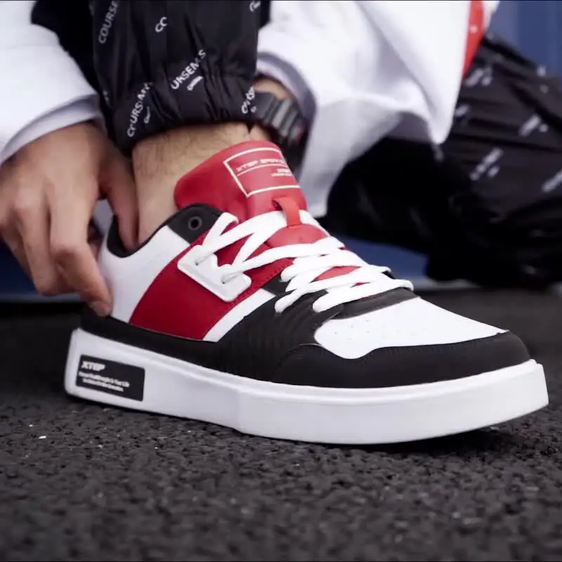 881119319075 Xtep men's Skateborading shoes 2019 summer classic casual shoes leather stitching skateboard shoes sneakers 881119319075 Xtep men's Skateborading shoes 2019 summer classic casual shoes leather stitching skateboard shoes sneakers